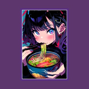 Cute Anime Girl |  Ramen Noodles | Hentaii Chibi Kawaii Design T-Shirt