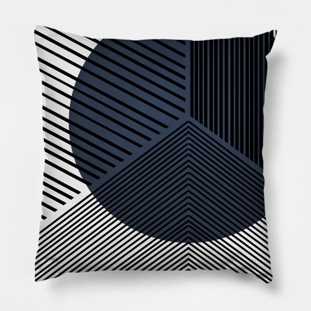 Navy Geometric Line Drawing Pillow by illustreline