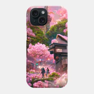 Japanese Sakura Flower Street of Garden World of Cherry Pink Blossoms Phone Case