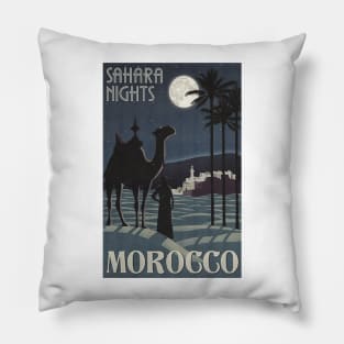 Moroccan Travel Poster: Sahara Nights Pillow