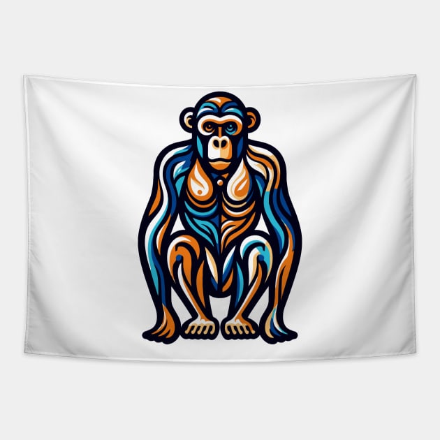 Pop art monkey illustration. cubism illustration of monkey Tapestry by gblackid