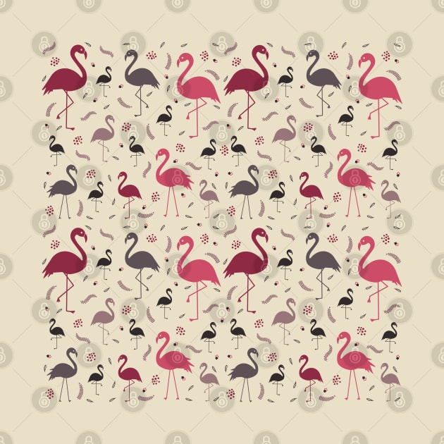 Flamingo Bird Pattern in Pastel by Simplulina