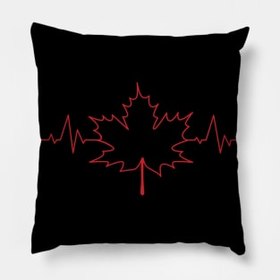 I Love Canada Maple Leaf Heart Beats Design the Canadian Flag Icon - Red Pillow