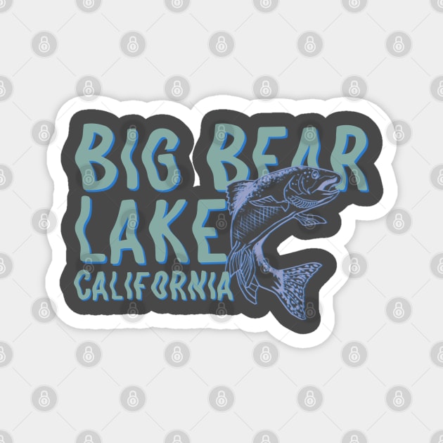 Big bear Lake fishing Magnet by Spearhead Ink