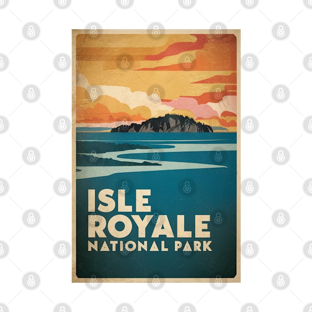 Isle Royale National Park Retro Poster Illustration by Perspektiva