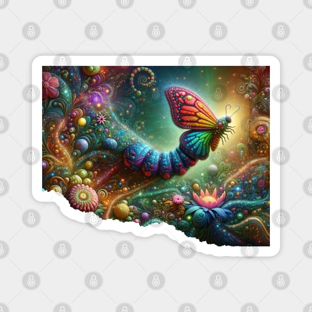 Majestic Caterpillar to Butterfly Transformation, Life continues Magnet by DaysMoon