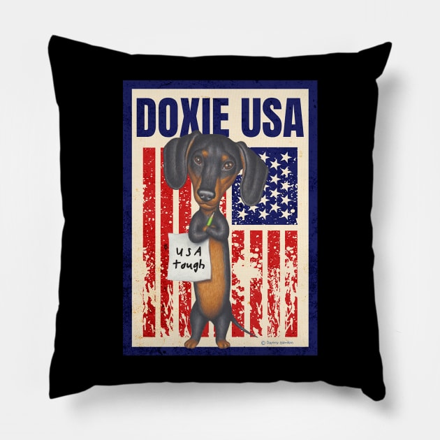 Funny cute Doxie fur baby dog  Dachshund dog  mom dad gift Pillow by Danny Gordon Art