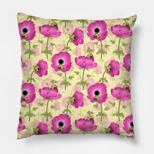 Anemone With Ladybirds Pillow