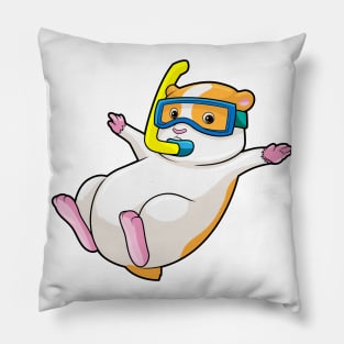 Hamster at Diving with Swimming goggles Pillow