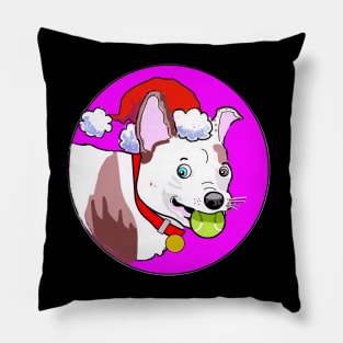 MERRY GRUFFMAS DOG CARTOON FUCHSIA Pillow