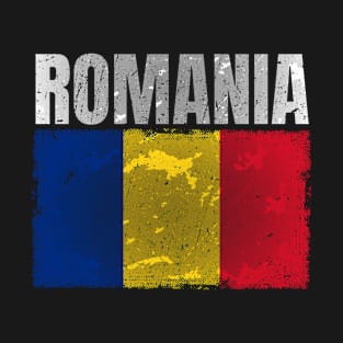 Distressed Romania Flag Graphic Gifts for Men Women Romanian T-Shirt