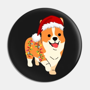 Corgi Holiday Christmas Light - Funny Corgi Lights Christmas in Santa Hat Holiday Santa Pin