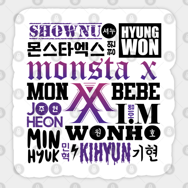 monsta x font collage monsta x sticker teepublic