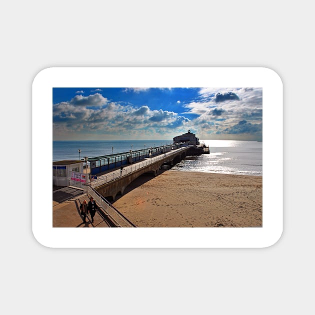 Bournemouth Pier And Beach Dorset England Magnet by AndyEvansPhotos