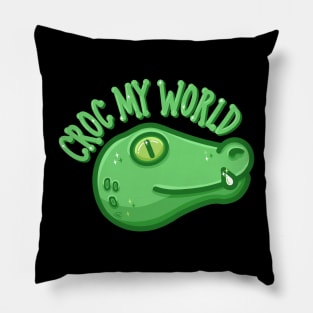 Croc My World Kawaii Crocodile Pun Pillow