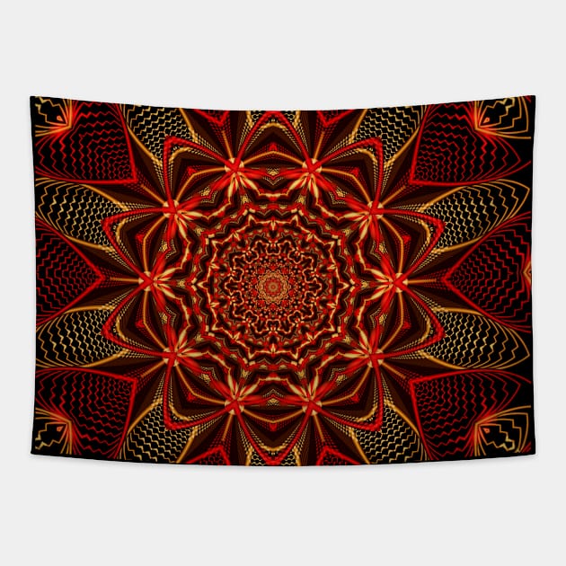 Red and gold mandala Tapestry by Edward L. Anderson 