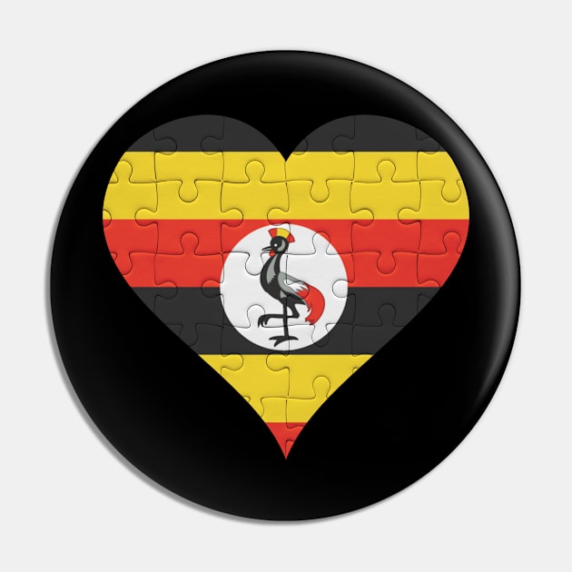 Ugandan Jigsaw Puzzle Heart Design - Gift for Ugandan With Uganda Roots Pin by Country Flags