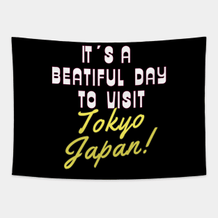 Tokyo Japan. White text. Gift Ideas For The Travel Enthusiast. Tapestry