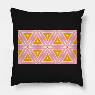 Pink and Orange Art Deco Triangle Pattern Pillow