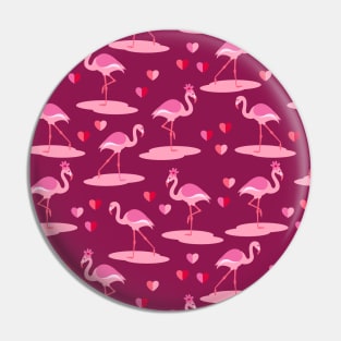 Valentine's Flamingo in Love burgundy Pin