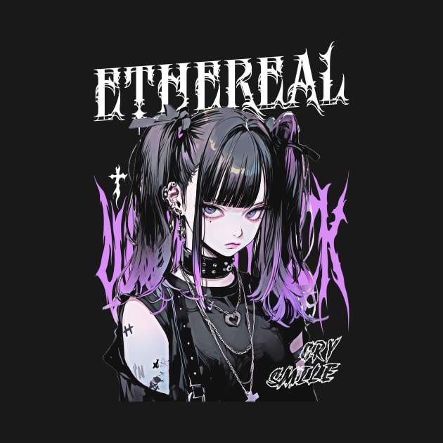 Ethereal Anime Goth Girl by cursedink