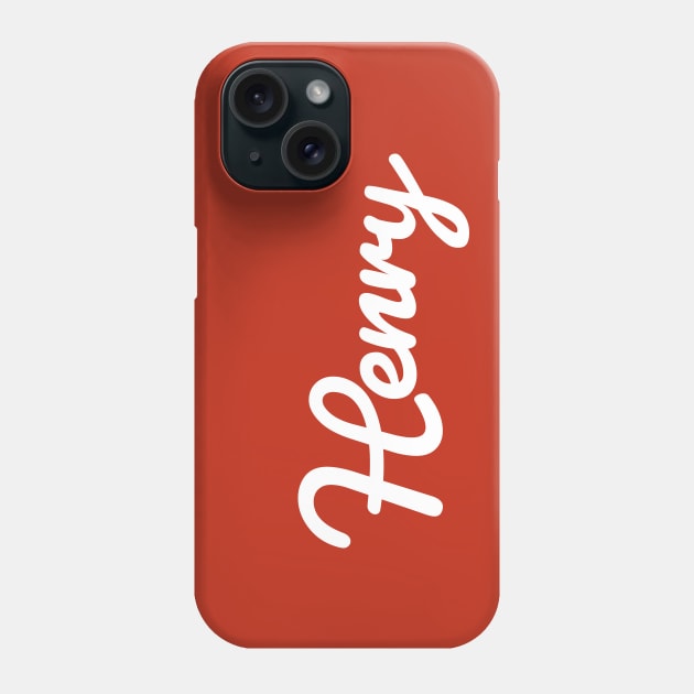 Henry Cursive Script Typography White Text Phone Case by ellenhenryart