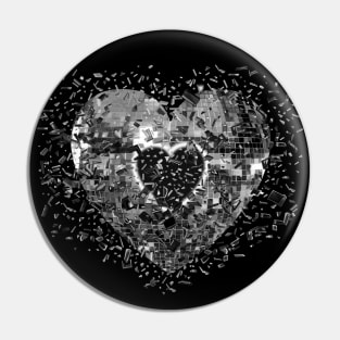 Shattered Silver Disco Ball Heart Pin