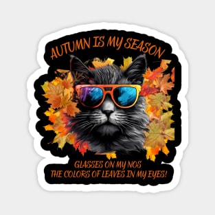 Autumn Is My Season Glasses On My Nose The Colors Of Leaves In My Eyes Cat Lovers Gift Magnet