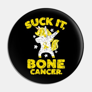 Suck It Bone Cancer Unicorn Pin