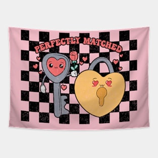 Perfect Match - Heart Lovers Key and Lock Tapestry