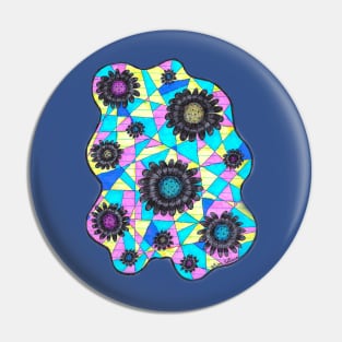 Neon Geometric Flowers Pin