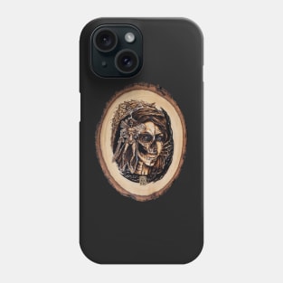 Draugr - nordic ghost pyrography print, wood texture Phone Case