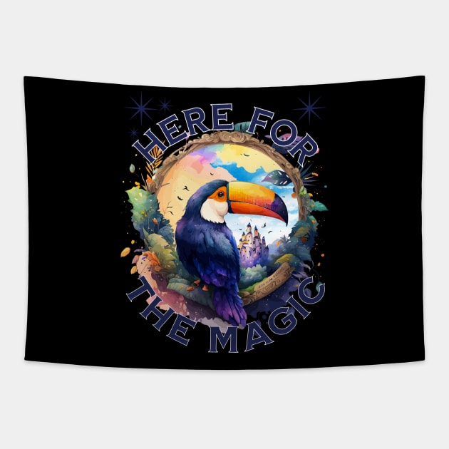 Here for the magic castle tucan Florida Orlando theme parks Tapestry by Joaddo