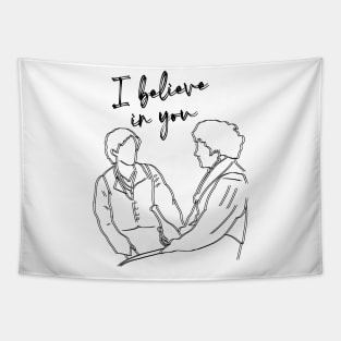 Enjoltaire I Believe In You (Black Lines) Tapestry