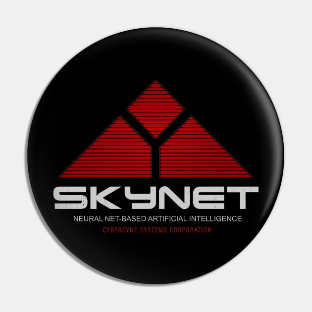 Skynet - Neural Net Based Artificial Intelligence - Vintage Logo Pin by BodinStreet