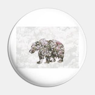 Double Exposure: Bear and Flowers Pin