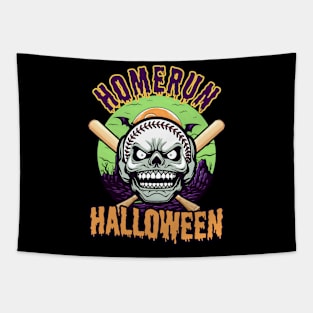 Baseball Halloween Shirt | Homerun Baseball Skull Tapestry