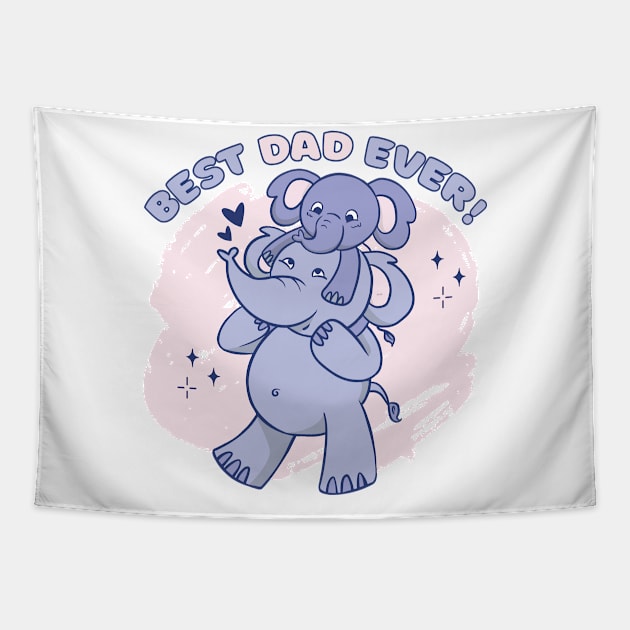 Best Dad Ever Elefants P Tapestry by LindenDesigns