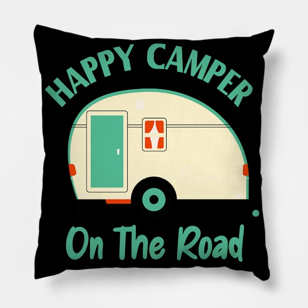 Camper On The Road Funny Camping Pillow by Foxxy Merch