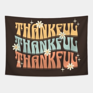 Thankful Retro Groovy Thanksgiving Tapestry