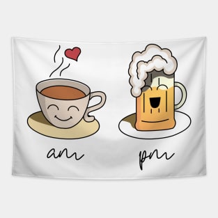 In the morning I love coffee and in the evening I love beer Tapestry