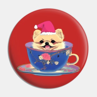 Cutest Pink Teacup Pomeranian Puppy in Merry Christmas Day Pin