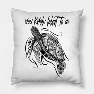 Turtle, Flower, Positive, Marine, Spiritual Pillow