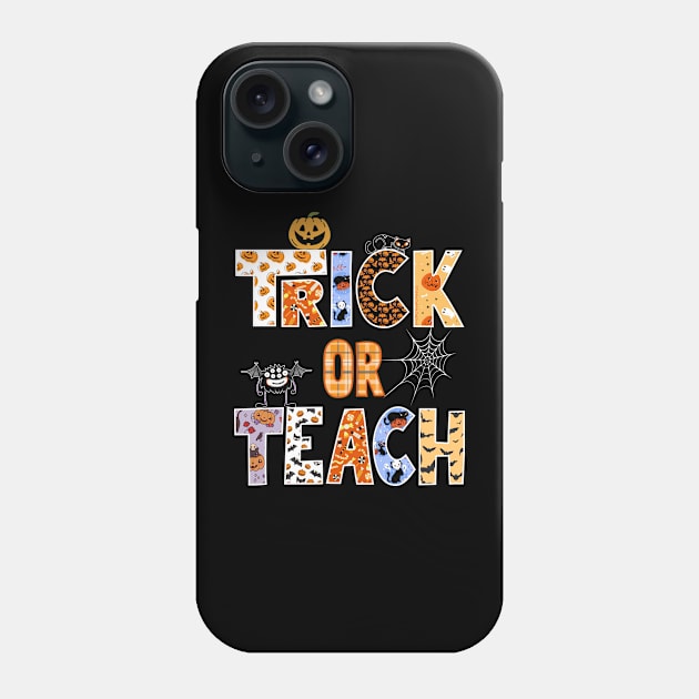 Cute TRICK or TEACH Teacher's Halloween Design Phone Case by Dibble Dabble Designs