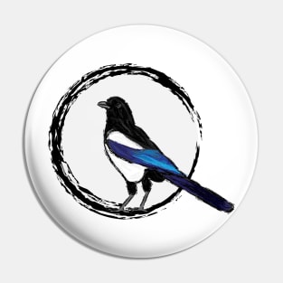 Artwork of an Eurasian Magpie IV Pin