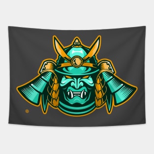 Cool Angry Samurai Warrior Helmet Tapestry