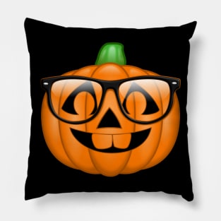 Nerdy Pumpkin Emoji Nerd Glasses Jack O Lantern Pillow