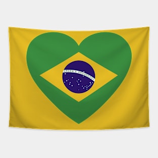 I Love Brazil // Heart-Shaped Brazilian Flag Tapestry