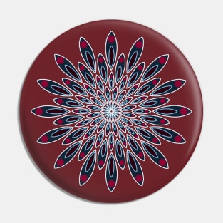 Red, White and Blue Peacock Mandala Pin