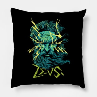 Thunder God's Fury | Mighty Zeus Wields Lightning | MythoCom Pillow